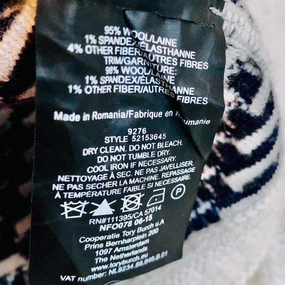 Tory Burch - Ivory & Black Textured Knit Wool Blend Sweater Sz xs - Picture 5 of 5